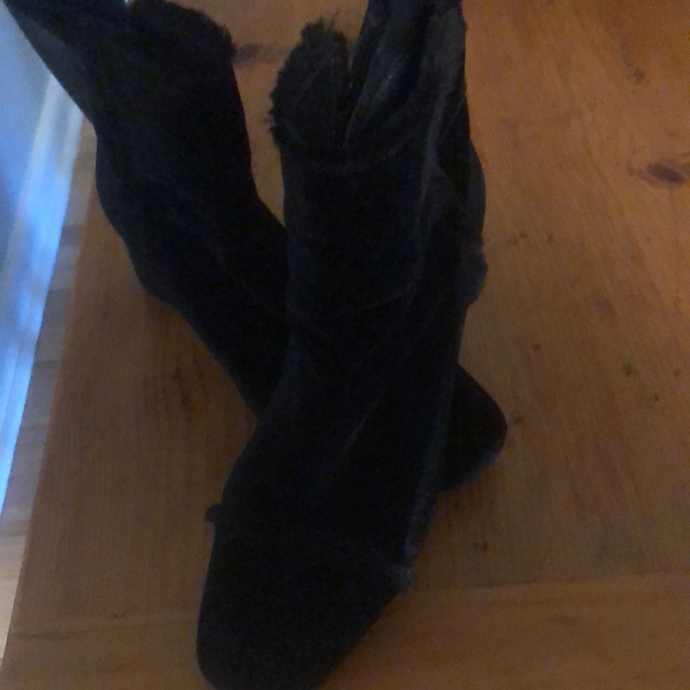 Stuart Weitzman black velvet booty